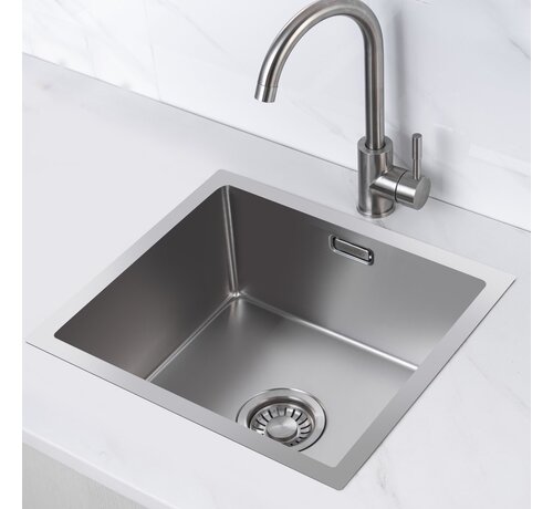 Nurion Nurion Spoelbak RVS 45 x 40 – Spoelbak Keuken - Spoelbakken Keuken – Wasbak Keuken - zonder Kraangat