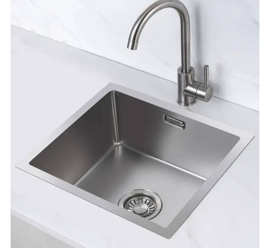 Nurion Spoelbak RVS 50 x 40 – Spoelbak Keuken - Spoelbakken Keuken – Wasbak Keuken - zonder Kraangat