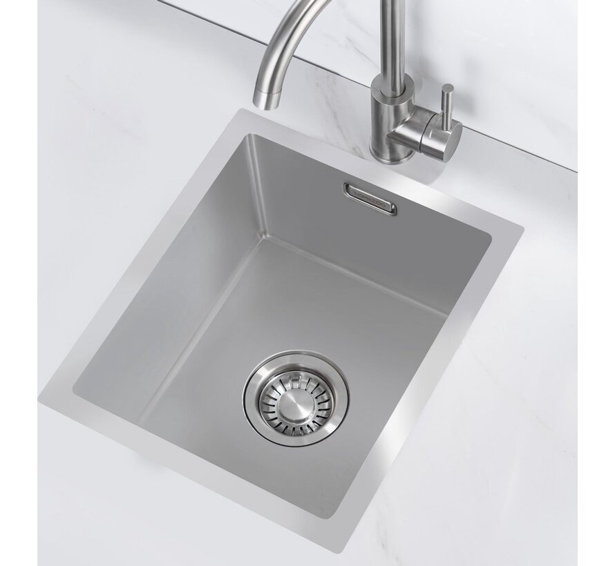 Nurion Spoelbak RVS 34 x 40 – Spoelbak Keuken - Spoelbakken Keuken – Wasbak Keuken - zonder Kraangat