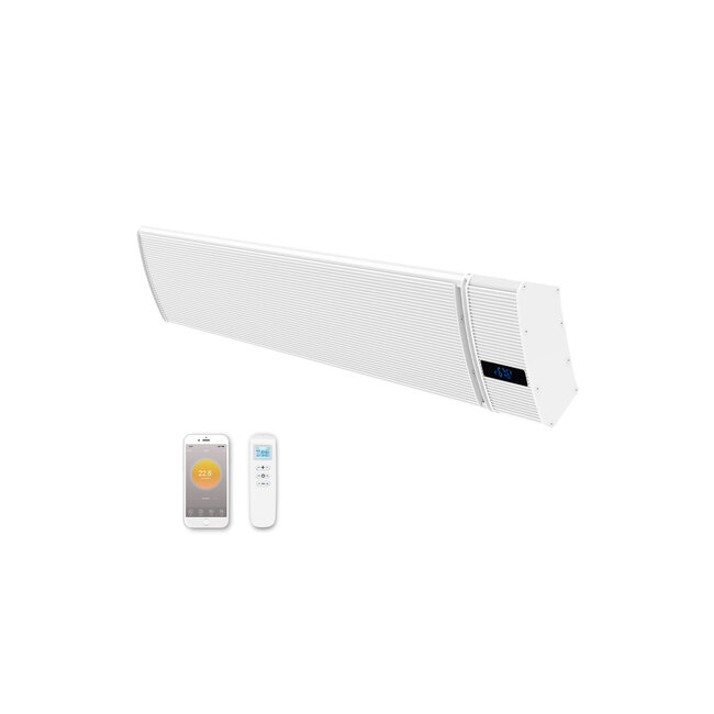 Infrarood terrasverwarmer Whitewarm heater met afstandsbediening 1800 - 2400Watt