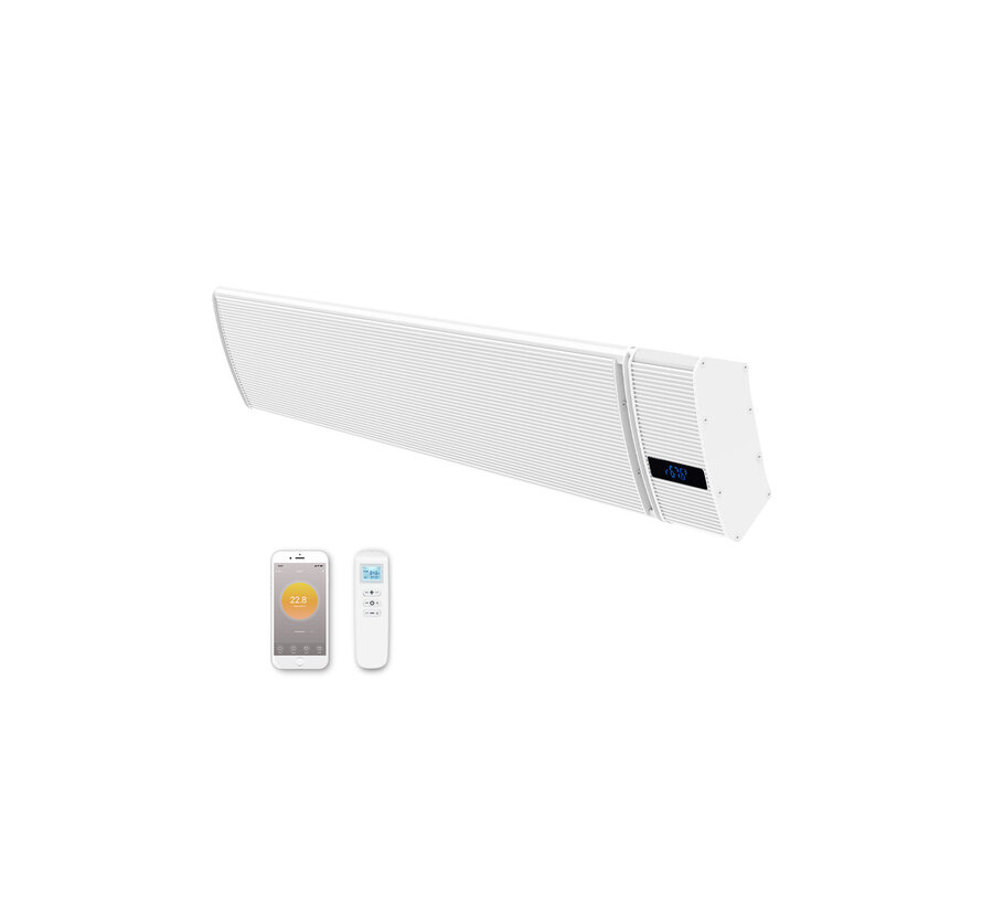 Infrarood terrasverwarmer Whitewarm heater met afstandsbediening 1800 - 2400Watt