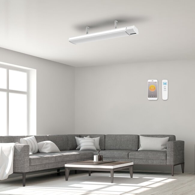 Infrarood terrasverwarmer Whitewarm heater met afstandsbediening 1800 - 2400Watt