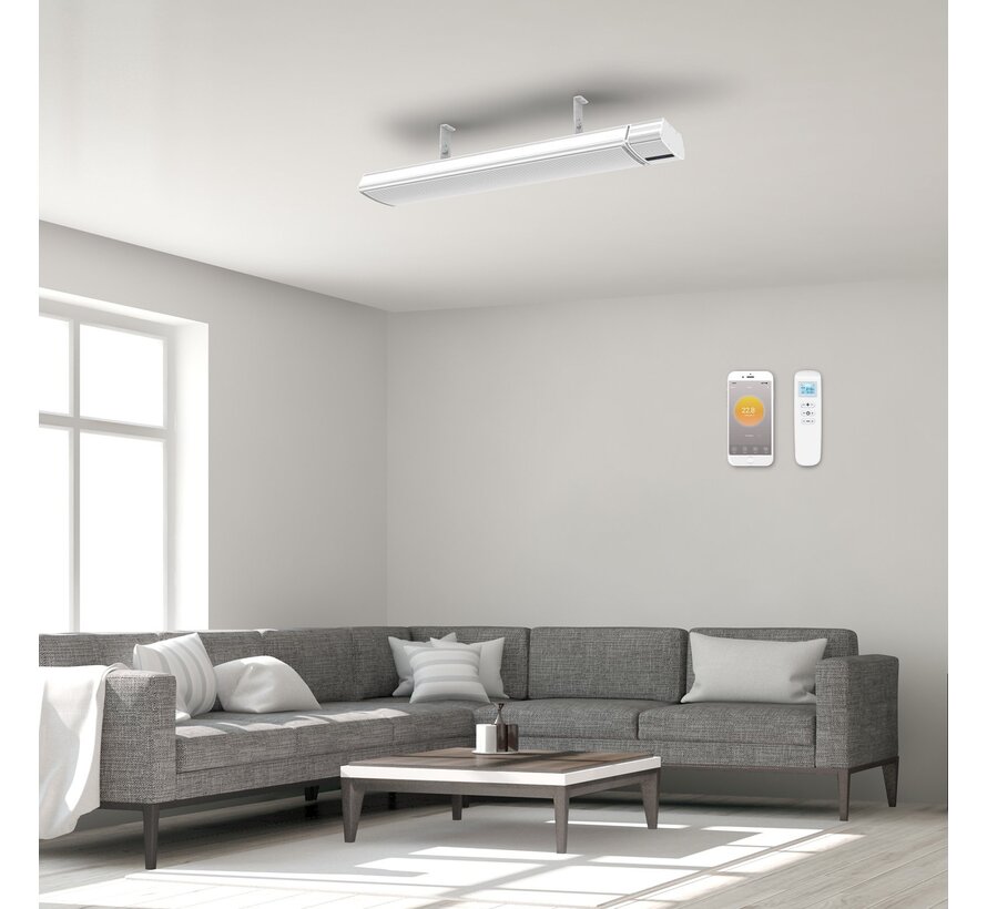 Infrarood terrasverwarmer Whitewarm heater met afstandsbediening 1800 - 2400Watt