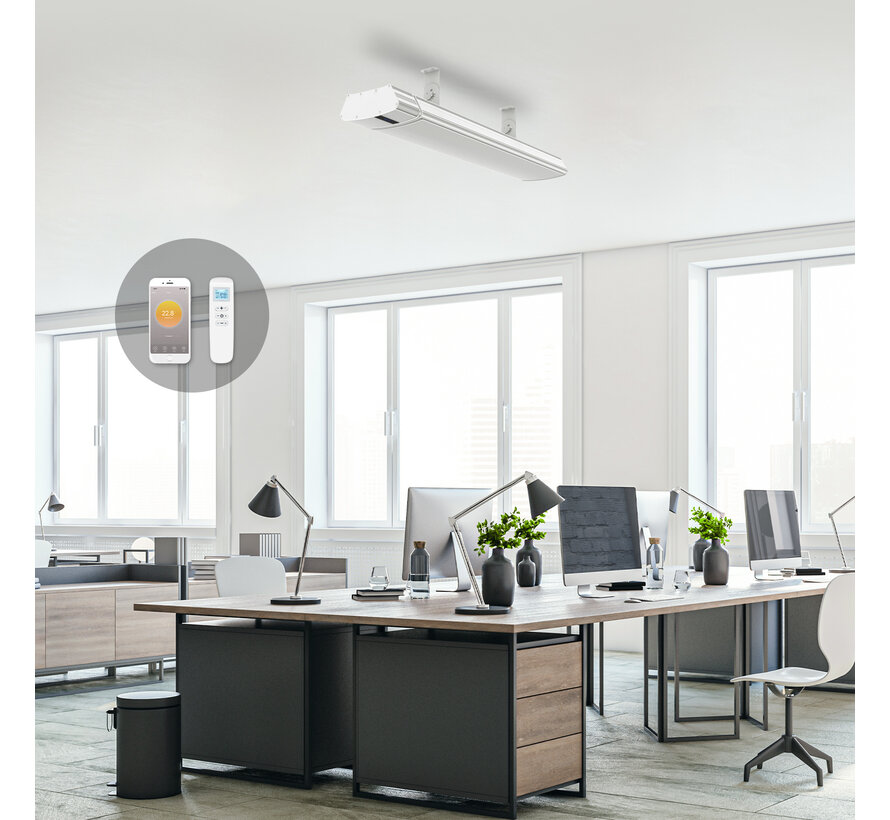 Infrarood terrasverwarmer Whitewarm heater met afstandsbediening 1800 - 2400Watt