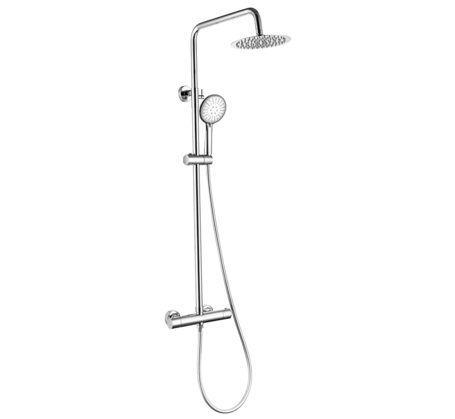 Douche de surface à effet pluie 30 cm douche de tête thermostatique chrome