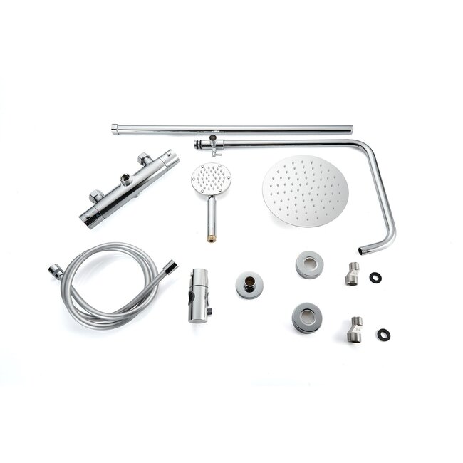 Opbouw regendouche 20 cm hoofddouche thermostatisch chrome