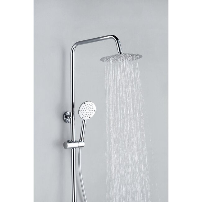 Douche de surface à effet pluie 30 cm douche de tête thermostatique chrome