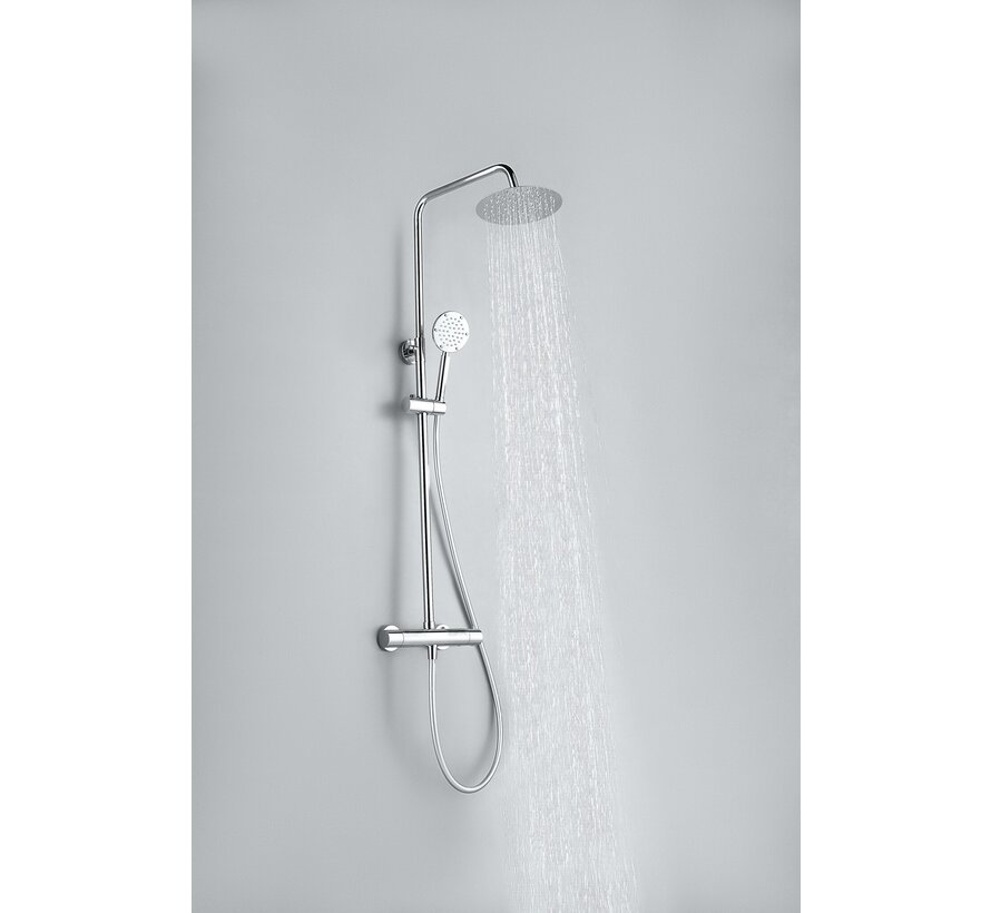 Douche de surface à effet pluie 30 cm douche de tête thermostatique chrome