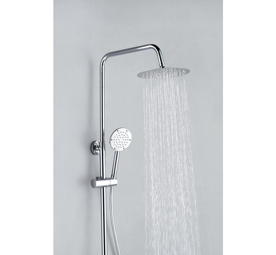 Douche de surface à effet pluie 30 cm douche de tête thermostatique chrome