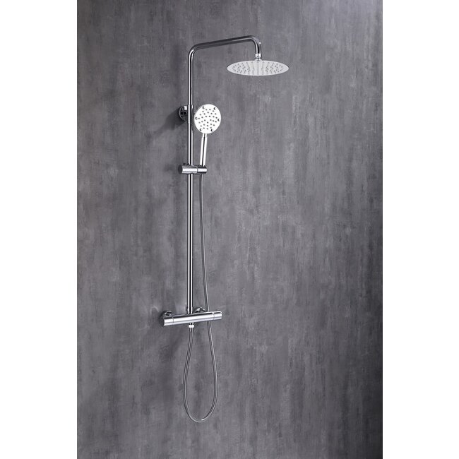 Douche de surface à effet pluie 30 cm douche de tête thermostatique chrome