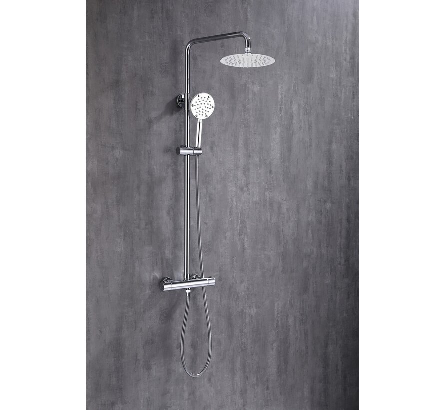Douche de surface à effet pluie 30 cm douche de tête thermostatique chrome