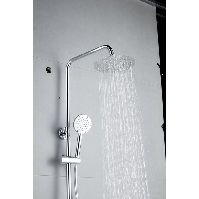 Douche de surface à effet pluie 30 cm douche de tête thermostatique chrome