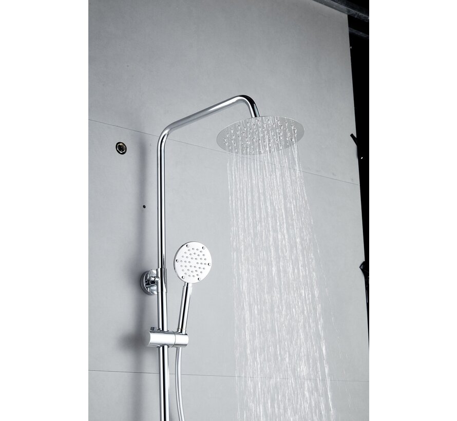 Douche de surface à effet pluie 30 cm douche de tête thermostatique chrome