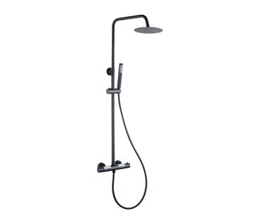 Nurion Douche de surface pluie 30 cm douche de tête thermostatique noir mat