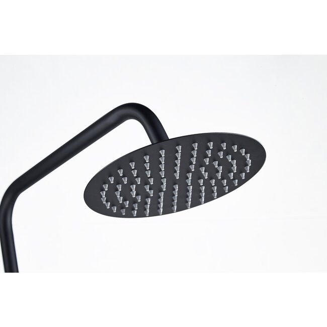 Douche de surface pluie 30 cm douche de tête thermostatique noir mat