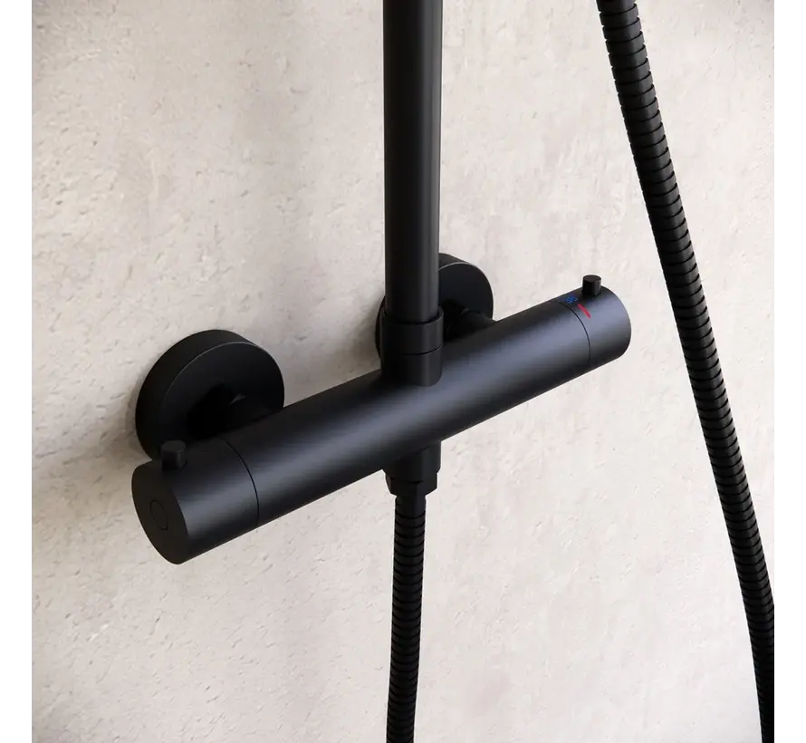 Douche de surface pluie 30 cm douche de tête thermostatique noir mat