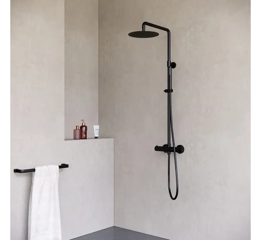 Douche de surface pluie 30 cm douche de tête thermostatique noir mat