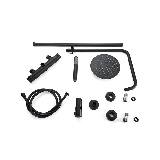 Douche de surface pluie 30 cm douche de tête thermostatique noir mat