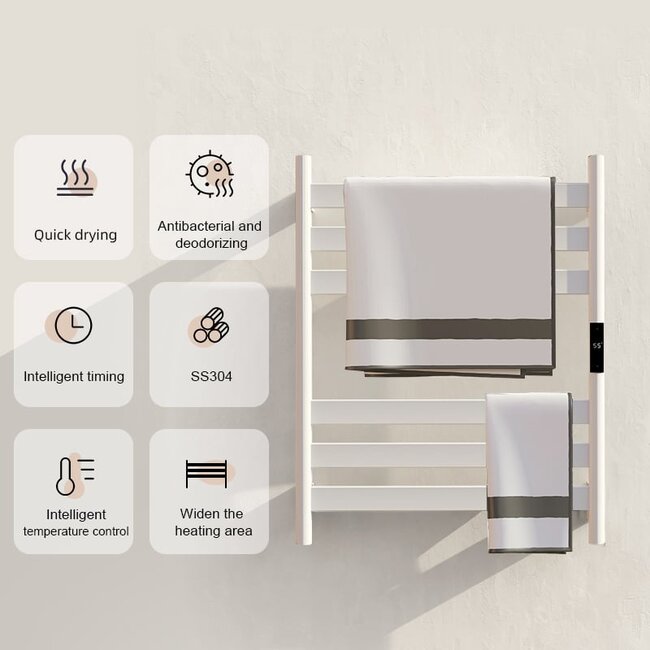 Elektrische handdoek radiator white met thermostaat A-CS06G-W