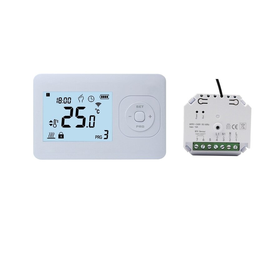 QH Basic thermostat programmable sans fil avec mini récepteur encastré
