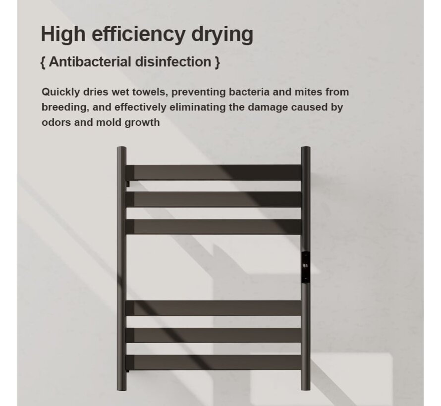 Radiateur sèche-serviettes électrique noir avec thermostat