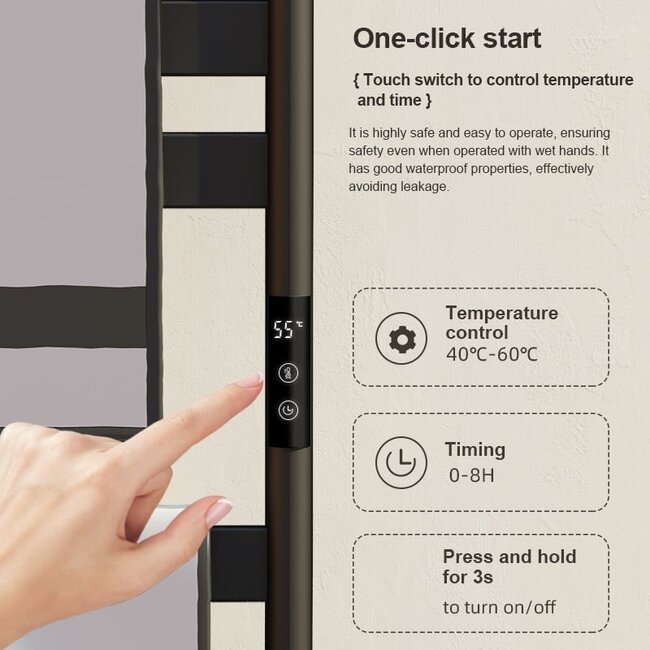 Radiateur sèche-serviettes électrique noir avec thermostat