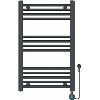 Quality Heating Radiateur sèche-serviettes électrique avec thermostat digital - Radiateur Salle de bain - 800 × 500 mm - Noir mat - 300 watts