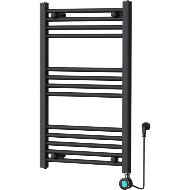 Handdoekradiator Elektrisch met Digitale Thermostaat - Radiator Badkamer - 800 × 500 mm - Mat zwart - 300 Watt