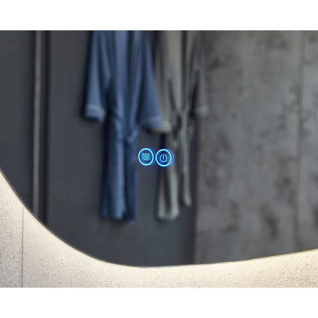 Spiegel asymmetrisch organische led verlichting en anti-condens 120 cm breed en 75 cm hoog