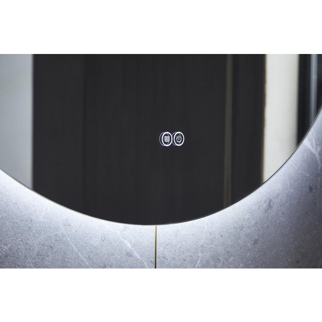 Miroir rond 80 cm sans cadre, éclairage LED périphérique et anti-condensation