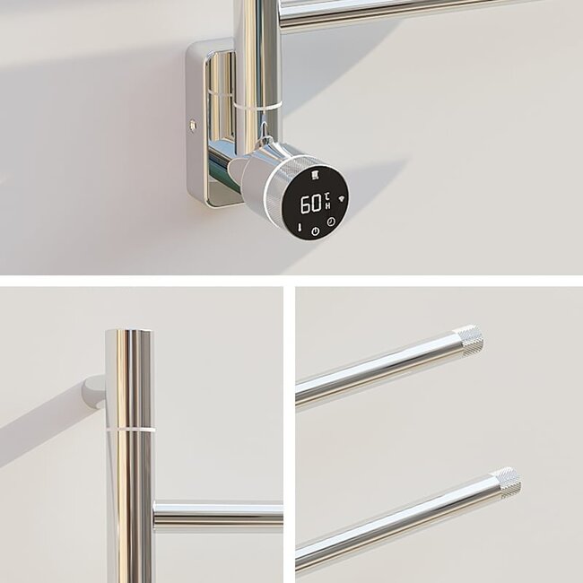 Elektrische handdoek radiator chrome met thermostaat