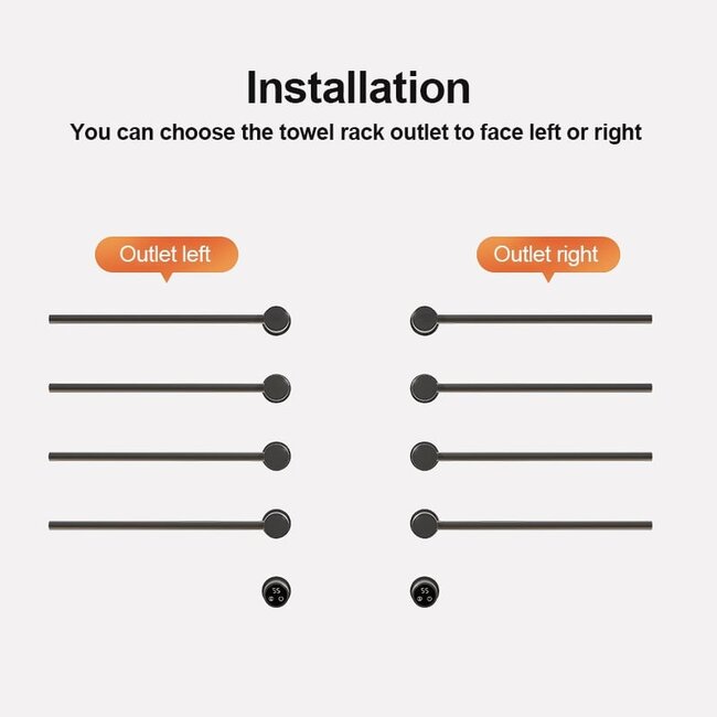 Radiateur sèche-serviettes électrique noir avec thermostat L-SR0005-B