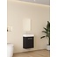 Nurion Meuble de toilette Max - lavabo blanc brillant et armoire en bois noir - 45 x 25 x 72 cm