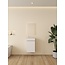 Nurion Meuble de toilette Lotte - lavabo blanc brillant et armoire en bois blanc - 41 x 22,5 x 65 cm