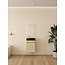 Nurion Meuble de toilette Sam - lavabo noir mat et armoire en bois clair - 41 x 22,5 x 65 cm