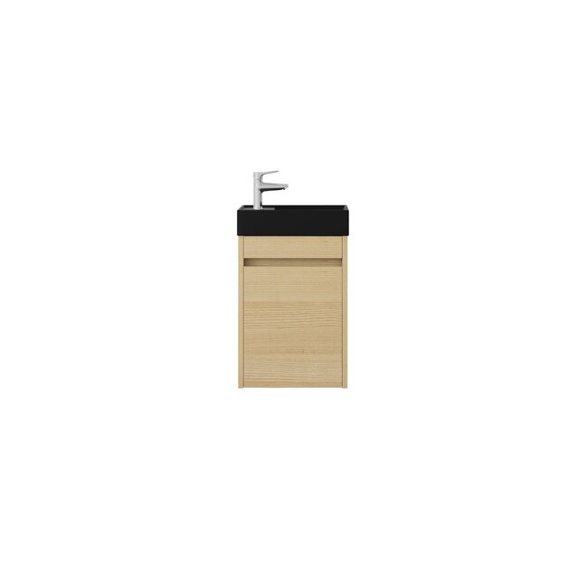 Nurion Toiletmeubel Sam - mat zwarte basin en licht houten kast - 41 x 22,5 x 65 cm