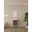 Nurion Meuble de toilette Vince - lavabo blanc brillant et armoire en bois foncé - 41 x 22,5 x 65 cm
