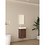 Nurion Meuble de toilette Vince - lavabo blanc brillant et armoire en bois foncé - 41 x 22,5 x 65 cm