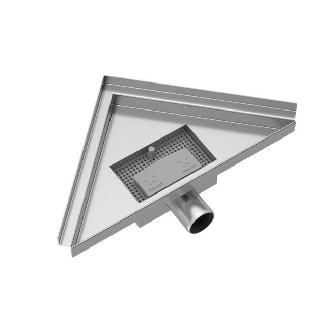 Caniveau de douche d'angle 20 x 28 x 8 cm en acier inoxydable