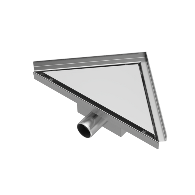 Caniveau de douche d'angle 20 x 28 x 8 cm en acier inoxydable