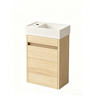 Nurion Nurion Toiletmeubel Sophie - glanzend wit basin en wit houten kast  - 41 x 22,5 x 65