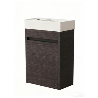 Nurion Nurion Meuble de salle de bains Luca - lavabo blanc brillant et armoire en bois noir - 41 x 22,5 x 65 cm