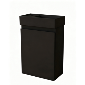 Nurion Nurion Meuble de toilette Milan - lavabo noir mat et armoire noire - 45 x 22,5 x 65 cm