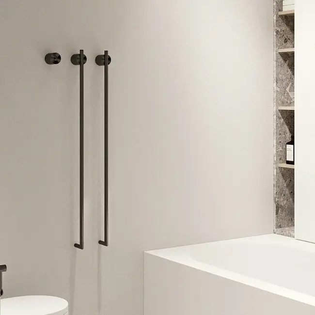 Elektrische handdoek radiator zwart met thermostaat L-SR0200-B