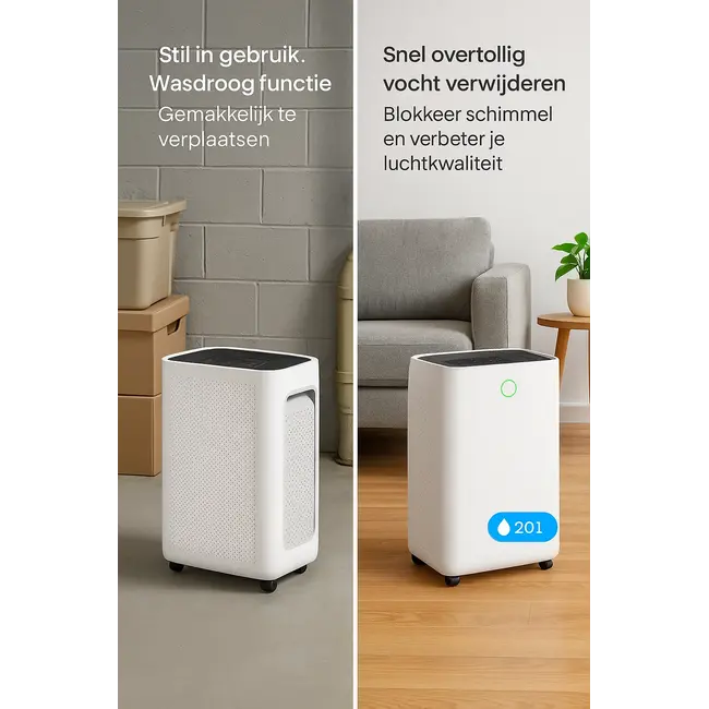 Déshumidificateur compact 20 Litres Wifi avec filtre à charbon