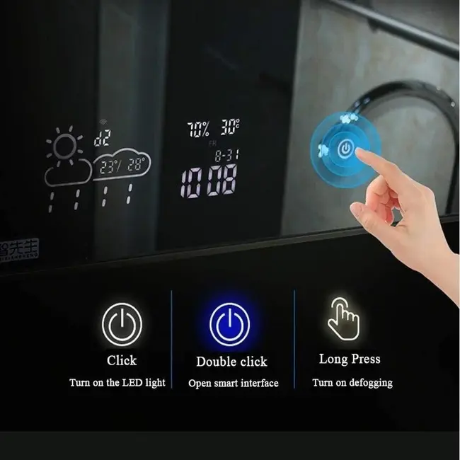 Miroir intelligent avec éclairage LED chauffage infrarouge 60X80 250Watt