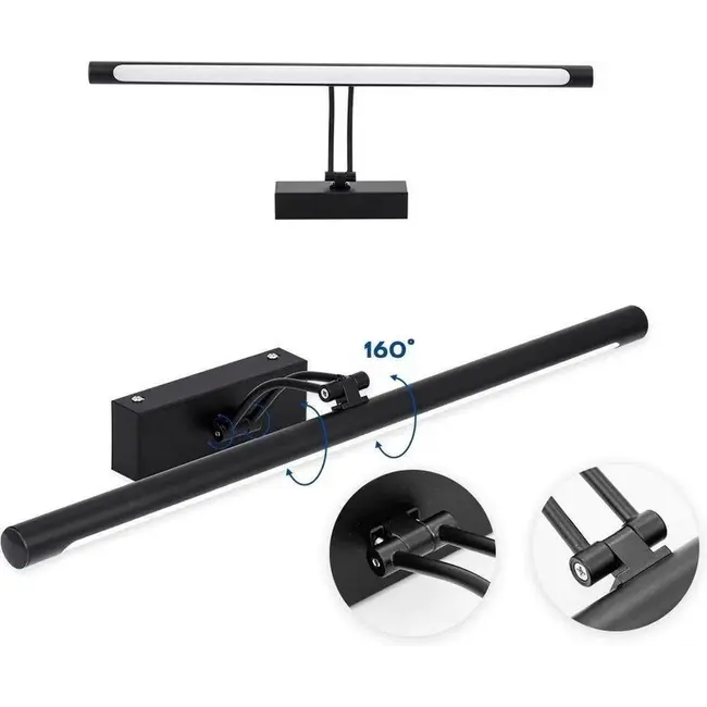 Lampe miroir éclairage LED noir réglable