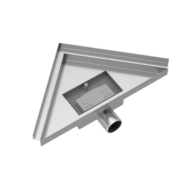 Caniveau de douche d'angle 20 x 28 x 8 cm en acier inoxydable