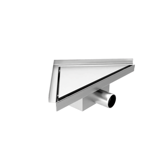 Caniveau de douche d'angle 20 x 28 x 8 cm en acier inoxydable