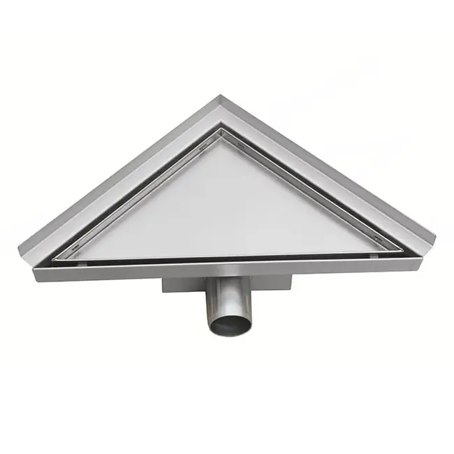 Caniveau de douche d'angle 20 x 28 x 8 cm en acier inoxydable